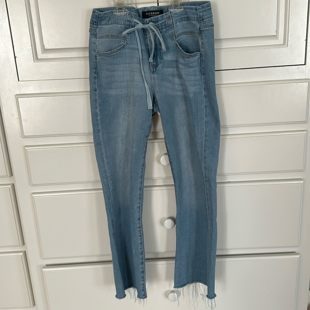 Liverpool Los Angeles Crop Flare tie waist jeans